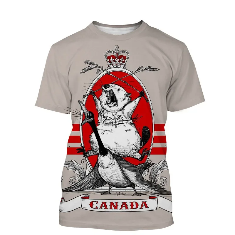 Canada Beaver T Shirt Canadian Flag Maple Leaf 3D Print Streetwear Man ...