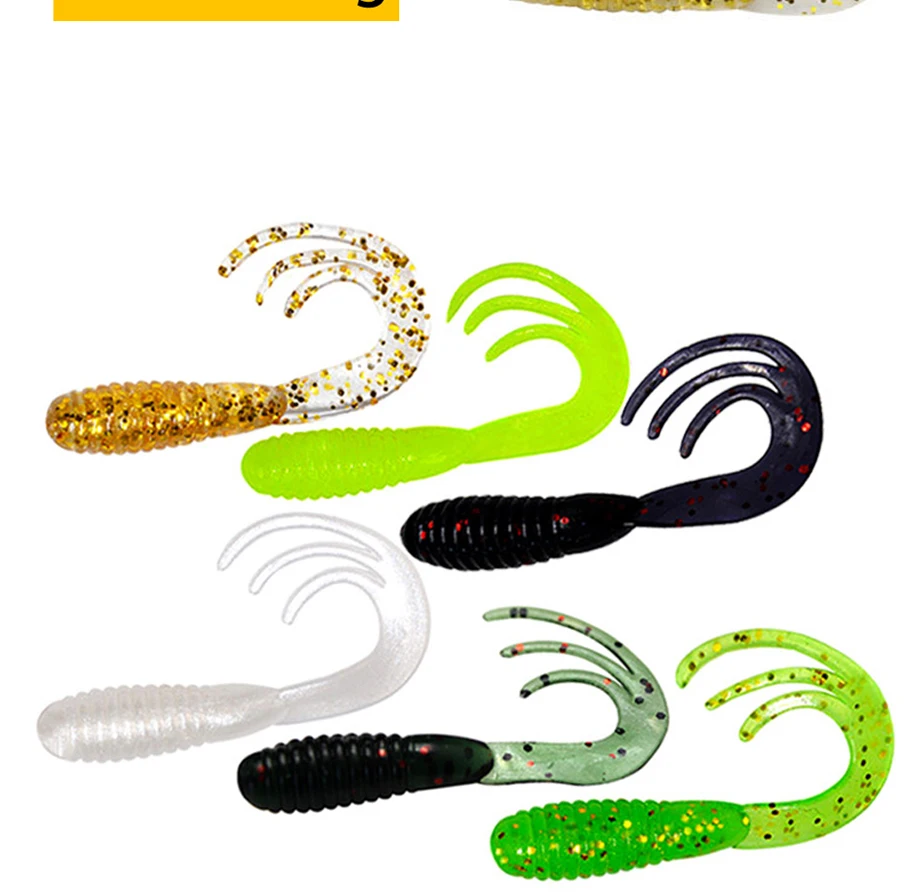 20 stücke Angeln Lockt 40mm/50mm/65mm 0,7g/1,6g/2,8g Wobbler karpfen Angeln Weichen Köder Swimbait Schwanz Grub Lockt Silikon Künstliche – Detail 3