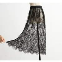 Demi-jupe taille haute en dentelle pour femmes, jupon, sous-robe, basique, été 1