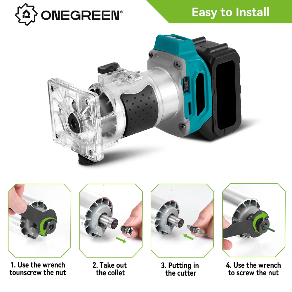 5 Speeds Brushless Electric Hand Trimmer 1600W Cordless Wood Router Woodworking Engraving Slotting for 21V 18V Battery