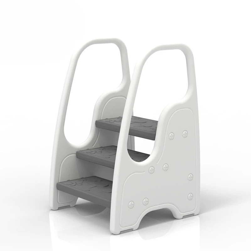 3-in-1 Anti-Slip Step Stool-Adjustable Bathroom Ladder with Safety Rails for Toddler Sink Access Three Steps Footstool