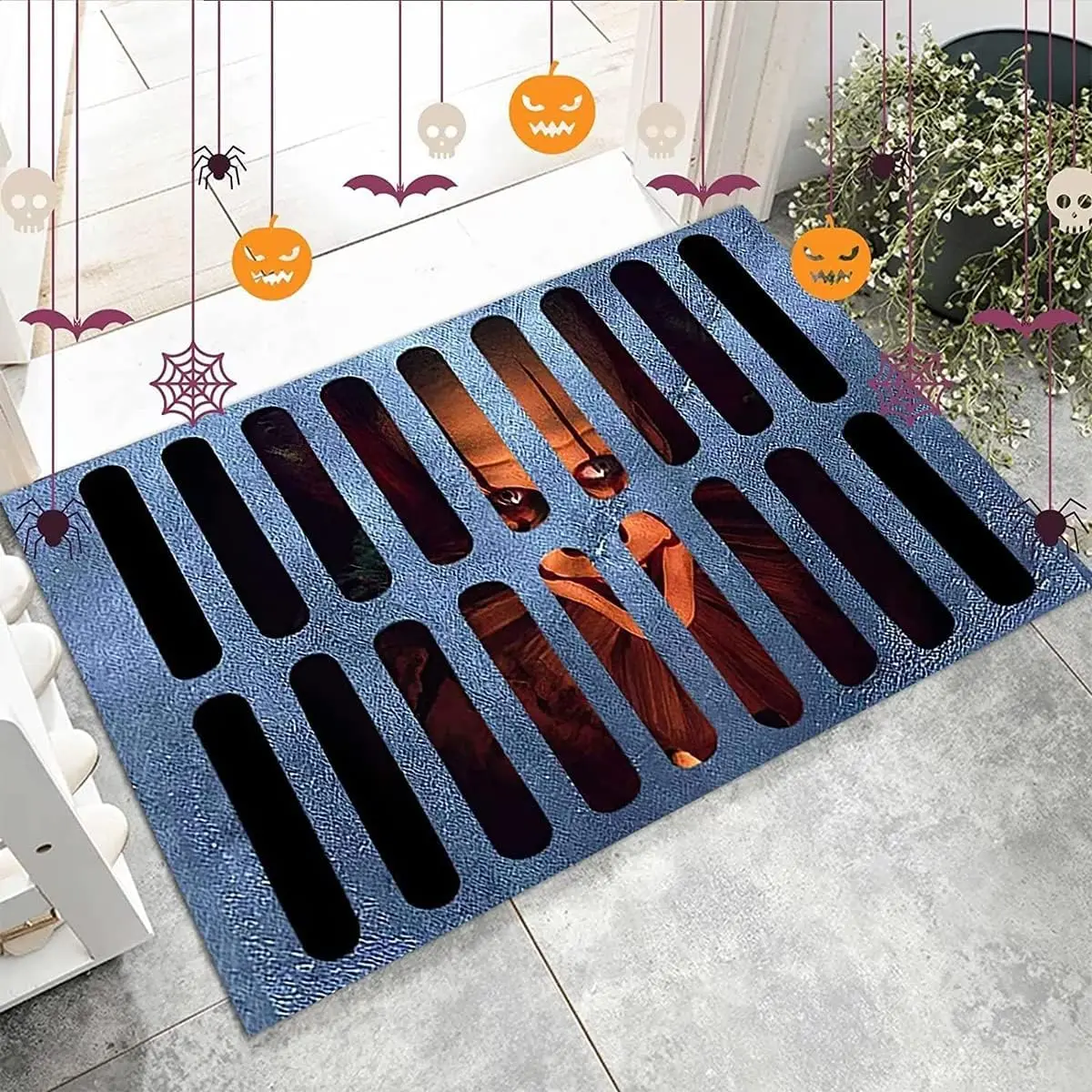 VIKAMA Halloween Horror Scare Ugly Floor Mat Entrance Bathroom Kitchen Washable Dirty Resistant Non-Slip Carpet floor mat