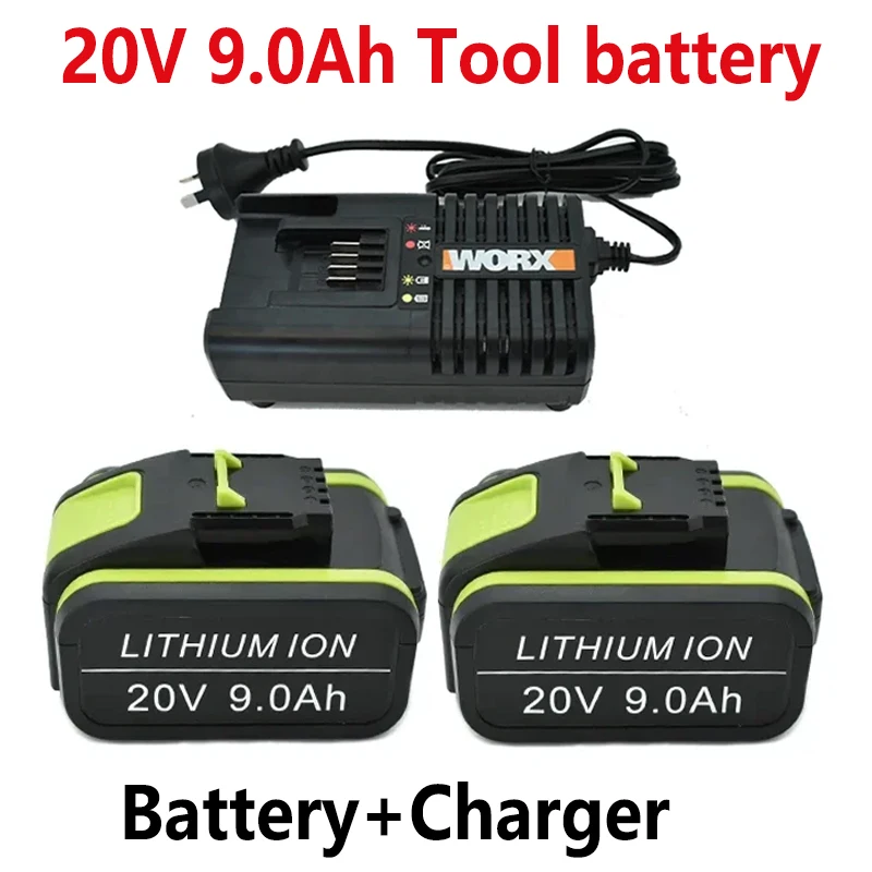 

20V 9Ah rechargeable lithium battery replacement battery WA3551 WA3553 WX390 WX176 WX178 WX386 WX678+charger for Worx power tool
