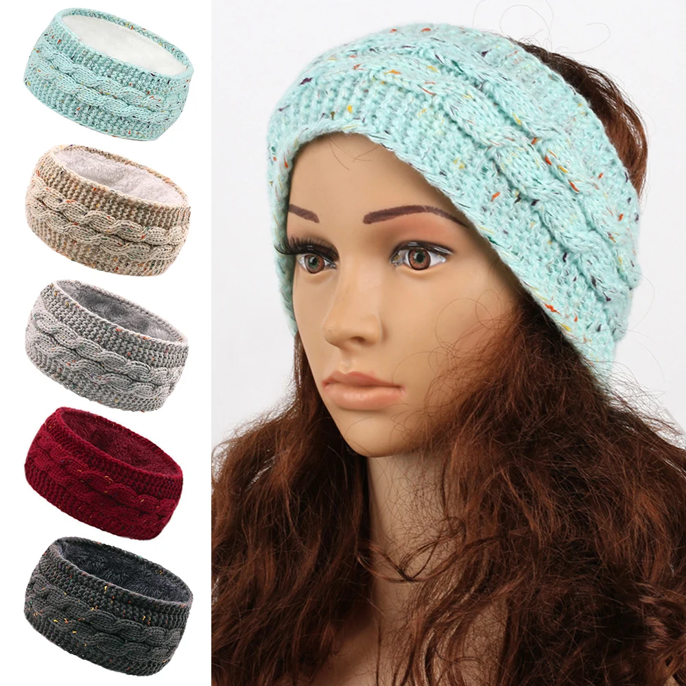 

Winter Knitted Headbands For Women Warm Woolen Knitting Ear Warmer Thicken Wide Turban Headwear Girls Hair Band Hair Accessories