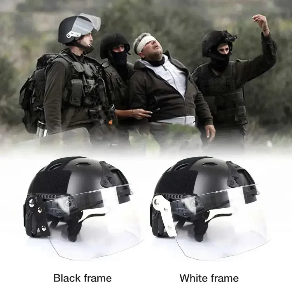 Tactical Helmet Goggles with Horns Detachable FAST MICH Helmet Anti Fog and Riot CS Adjustable Protective Goggles