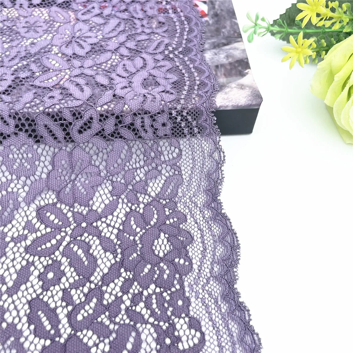 3y/lot Width 8 1/4 inch 21cm Grape Purple Elastic Lace Trim 2