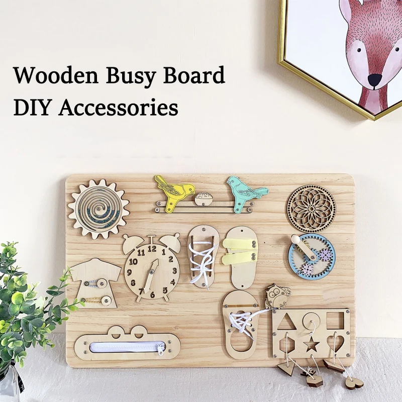 Wooden Busy Board DIY Toy Baby Montessori Sensory Activity Board