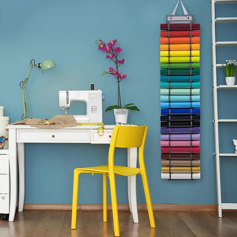 

48Grid Vinyl Storage Holder Hanging Bag Rolls Vinyl Storage Rack Craft Vinyls Organizer Pocket Wall Mount Behind The Door Room