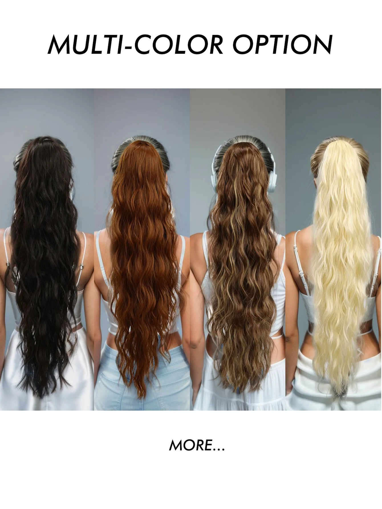 Clip in Ponytail Hair Extension 26 Inch Drawstring Ponytail for Women Long Curly Wavy Multi-color Daily