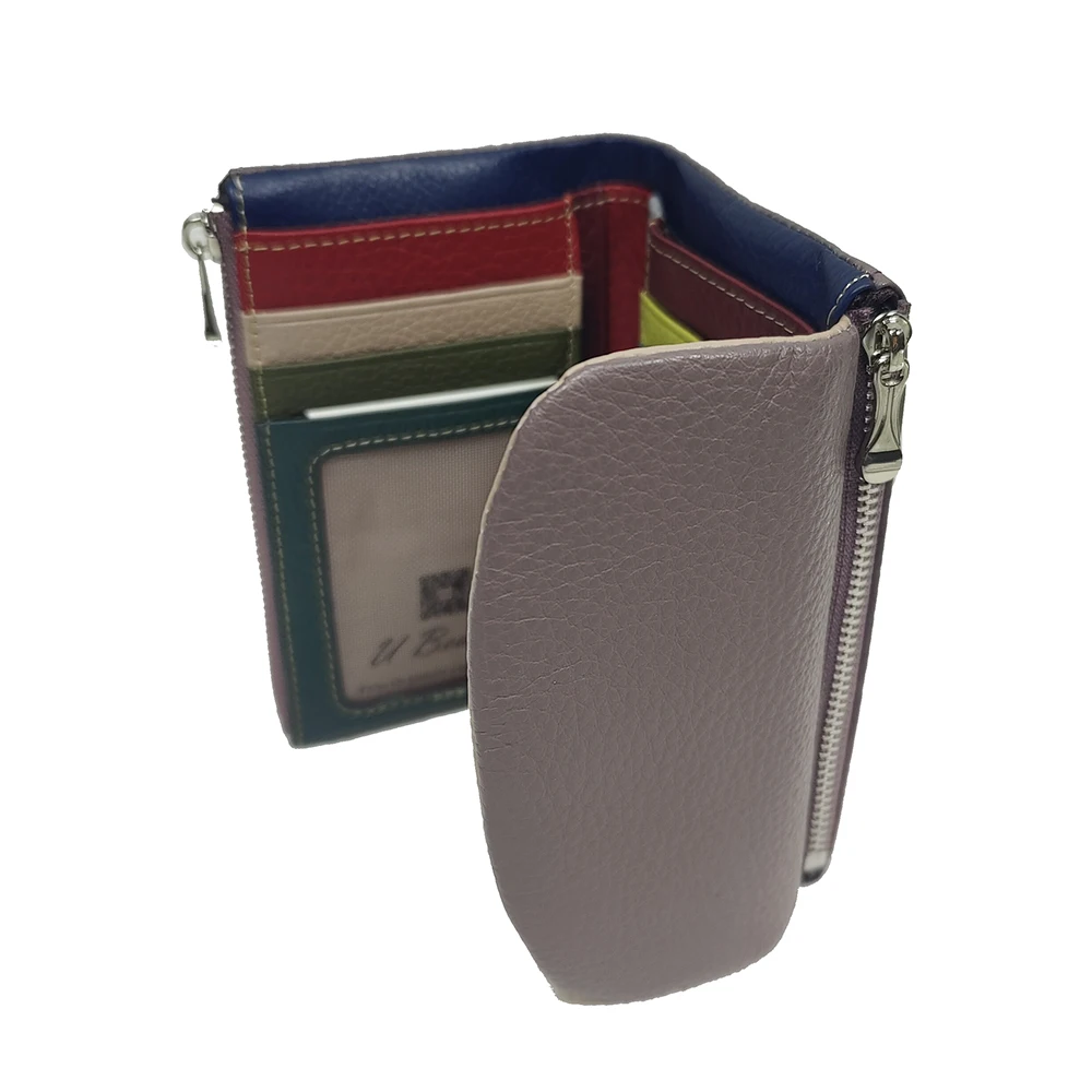 Women's Wallets Cowhide Fashion Short Wallet Soft Genuine Cow Leather Ladies Rainbow Coin Purse Bag ID Card Holders Purses - 5