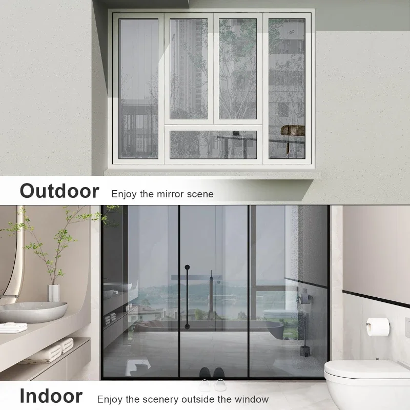 Window Privacy Film Window Privacy Film One Way Daytime Privacy Static Cling Sun Blocking Anti UV Reflective Mirror Window Tint for Home and Office