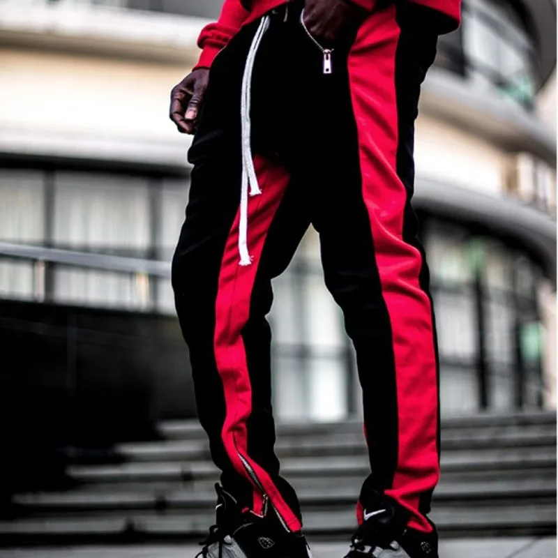 

HOT 2023 Outdoor Autumn Winter Sport Striped Patchwork Jogging Hip Hop Straight Loose Running Students Young Teenagers Pants