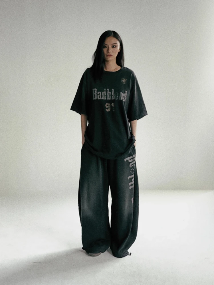 Trendy American Sle Loose Casual Spor Wide Leg Pants Women's Waed out Vintage New Model Straight Leg ket Pants