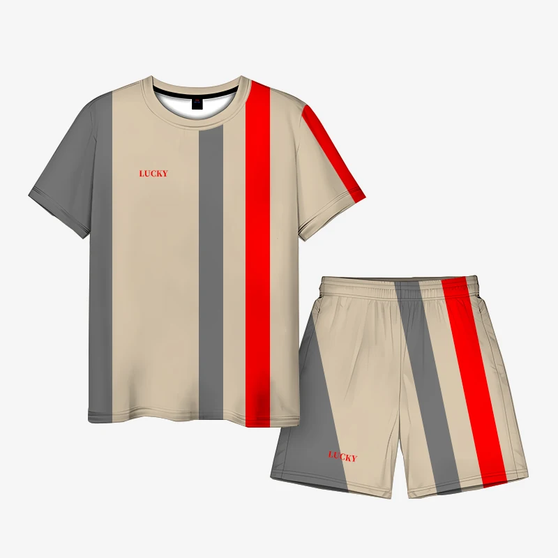 2023SummerNew3DPrintingCustomStripesFashionRetroStreet