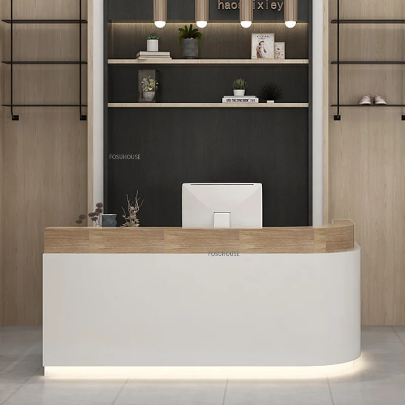 Modern Reception Desk Bartable Cashier Desk Office Furniture Nordic Simple Commercial Small Store Beauty Salon Corner Front