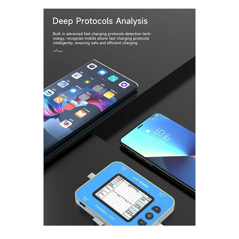 Top Deals JCID Charging Detector CD01 Use With JC Intelligent Drawing Faults Diagnosis Type-C Fast Charging Port Tester
