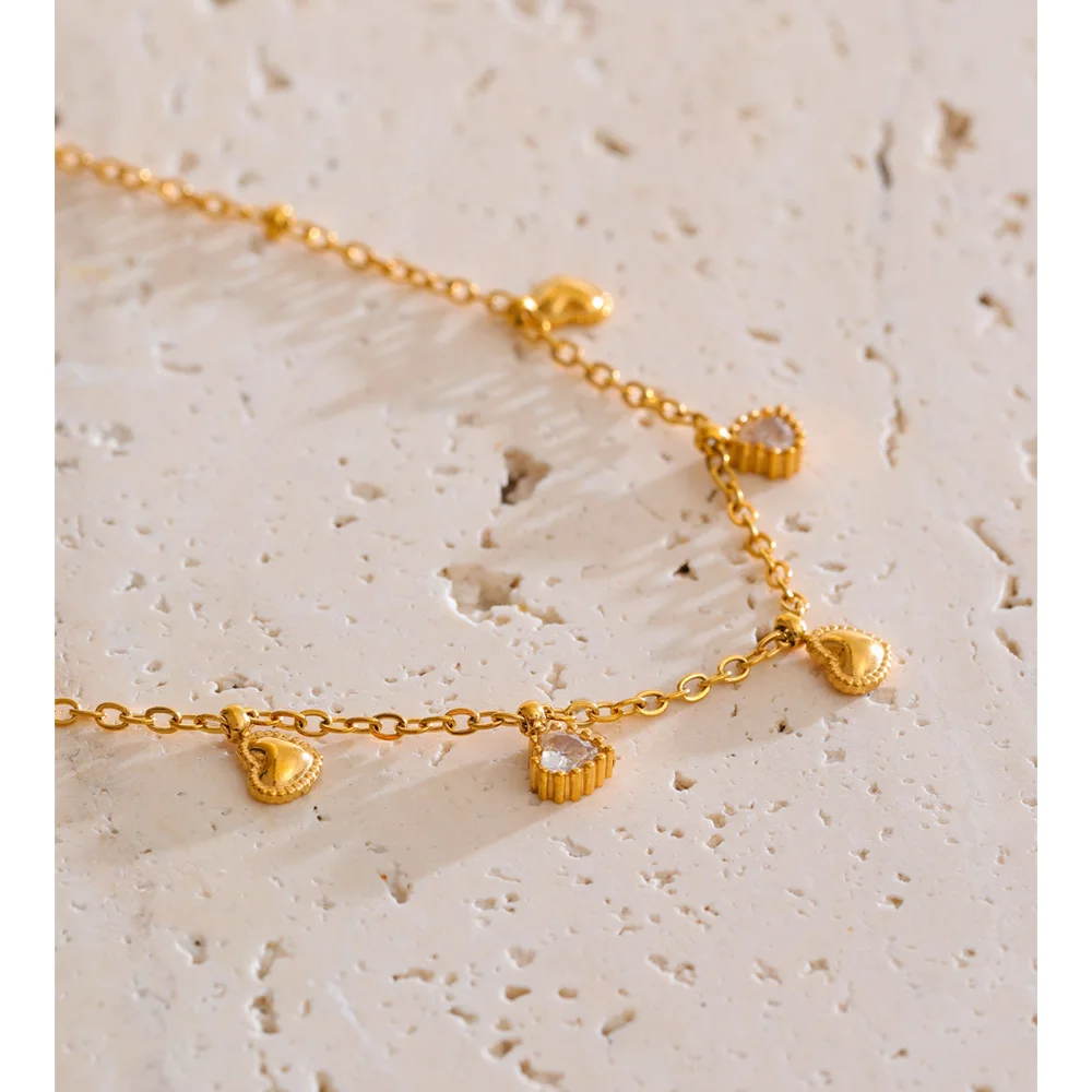 Yhpup Necklace Stainless Steel Zirconia for Women