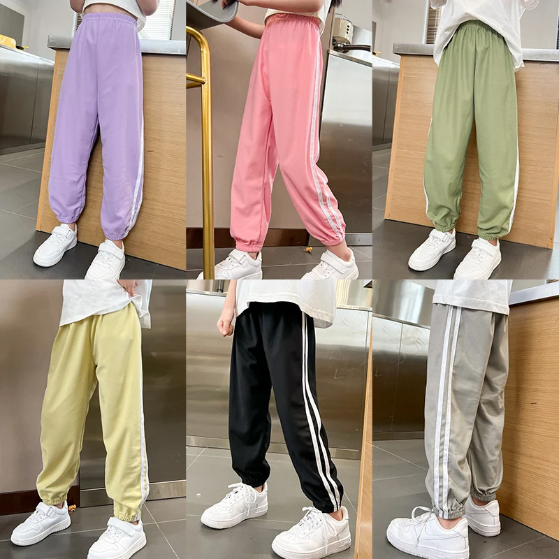 Summer Children's Casual Pants 1/3 Pieces Boys' Sports Running Pants Girls' Sweet And Cute 9-inch Versatile Student sports pants,children clothing