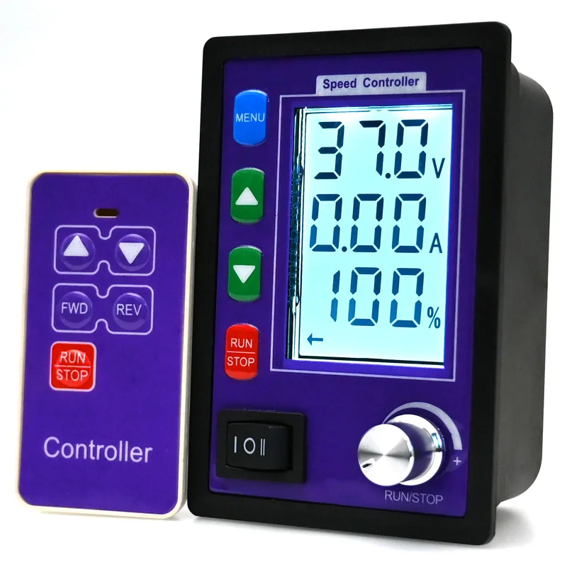 DC Motor Speed Controller Motor Speed Controller Electric Motor Speed Controller Forward Reverse 0~ adjustable DC 10-55V DC Motor Speed Controller PWM 12V 24V 48V Voltage Amp Display Remote control