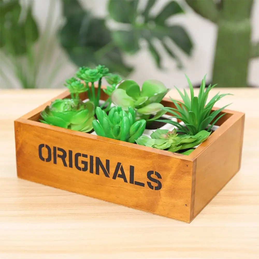 Description Picture 5 of itemHigh Quality Multifunctional Succulent Flowerpot Wooden Vintage Storage Box Jewelry Display Pallet Bonsai Holder Pen Container