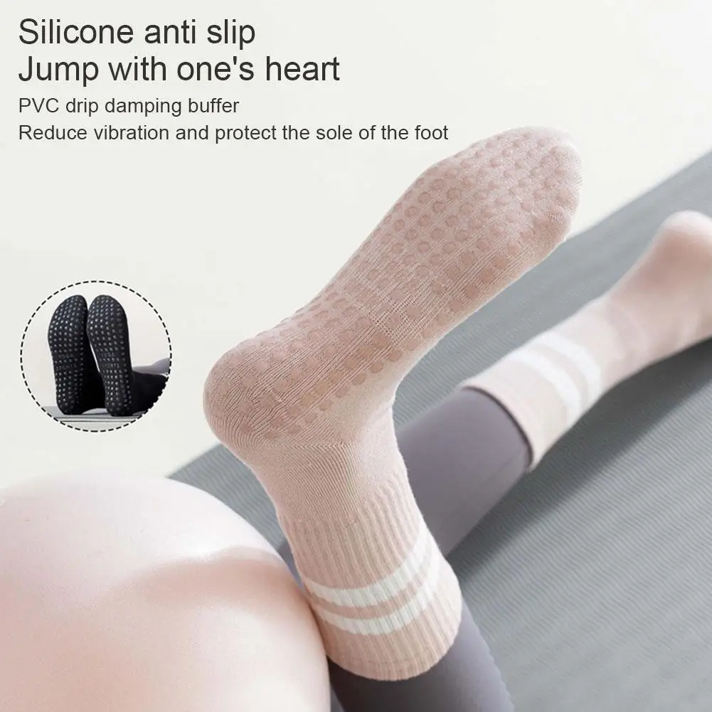 Calzini Antiscivolo Da Yoga Calzini Da Ballo Professionali Da Donna Indoor In Silicone Calzini Da Palestra Da Pavimento Pilates A Tubo Medio Fitness S