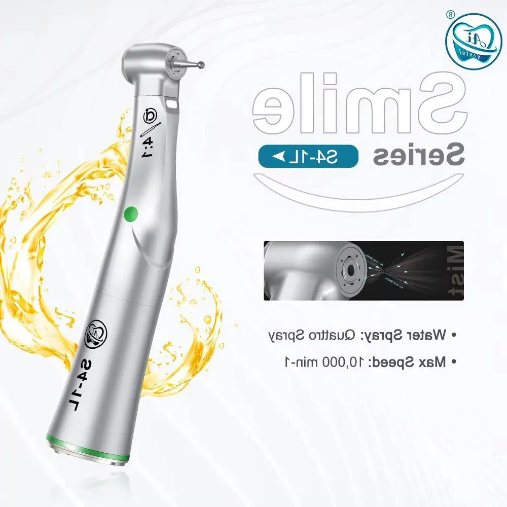 Bestes Winkelstück 4:1 mit niedriger Drehzahl, grüner Ring, Quattro Spray Optic S4-1L, Smile Series Handstück