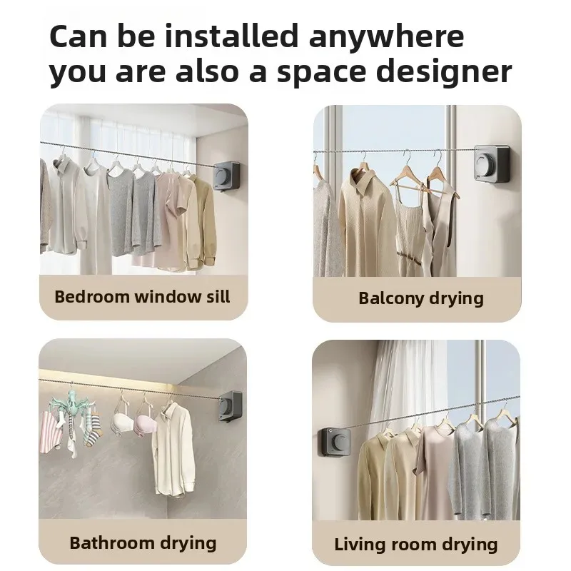 Retractable Clothesline Indoor Wall Mounted Non-Sagging