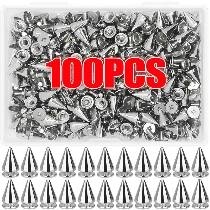 

10-100 шт., серебристые конусные шипы для заклепок