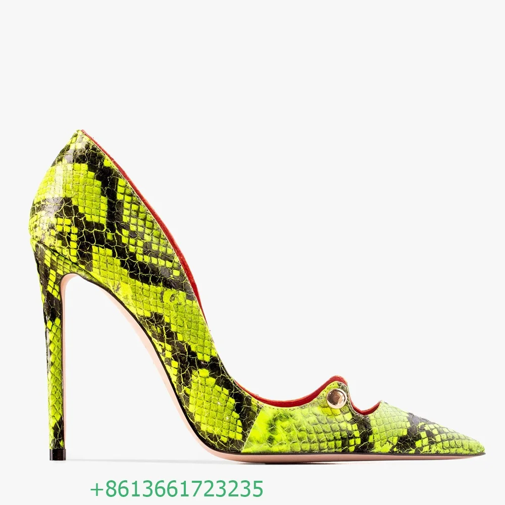 Women Sexy Metal Buckle Pumps Pointed Toe Slip On Stiletto High Heels Fashion Shallow Solid Color Shoes Banquet Career Pumps