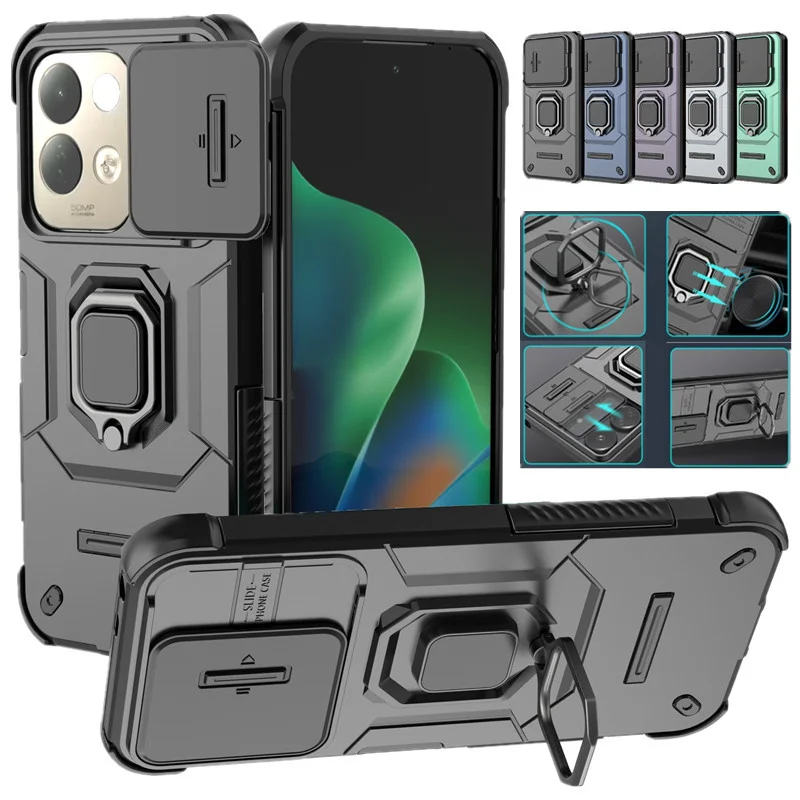 Armor Shockproof Case with Ring Stand and Magnetic Holder, Protective Cover