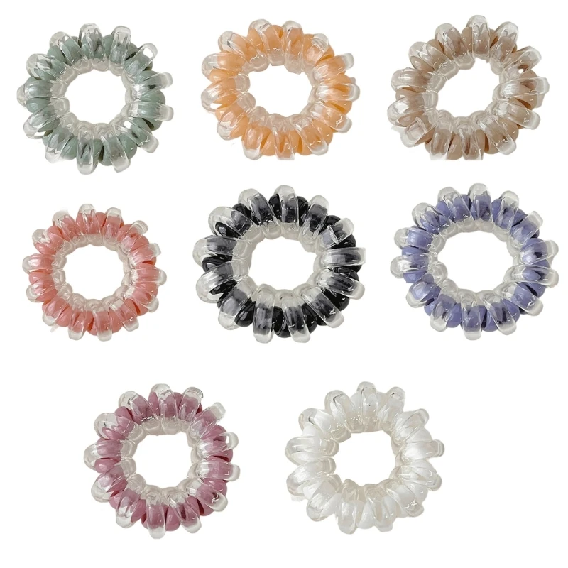 Double Layer Spirals Hair Tie for Thick Hair No Crease Cord Hair Tie Ponytail Holder Elastic Traceless Plastic Hair Rope