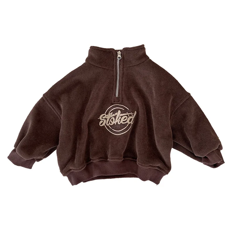 

Velvet Winter Boys' Sweater Children's Clothing Letter Print Girls Clothes Flocking Kids T-Shirts Toddler Tees Pullover Kid Top