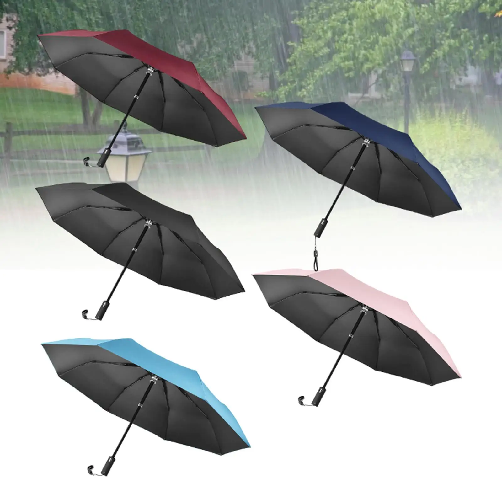 

Automatic Folding Umbrella Rechargeable Automatic Rain Umbrella Men Women for Backpacking Beach Trips Outdoor Activities Camping