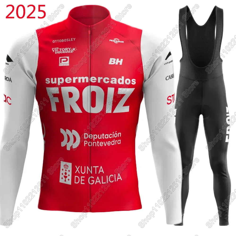G.D. Supermercados Froiz Cycling Jersey Set Clothing Suit Spain Mens Long Sleeve MTB Bike Road Pants Bib Ropa Ciclismo