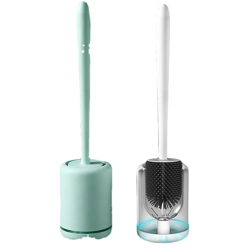 Silicone Toilet Brush Toilet Brush Set With Long Handle Toilet Brush With Base Cleaning Brush Bathroom Accessories 5