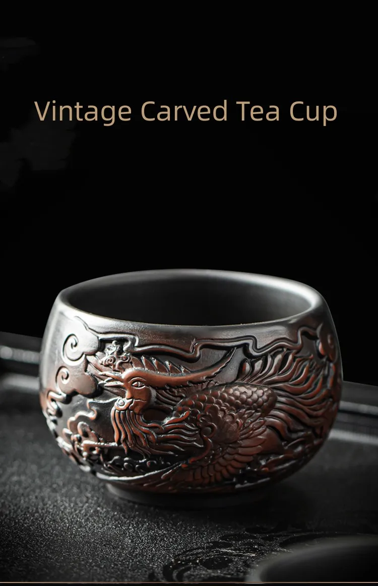 Description Picture 3 of item210ML Master Cup Hand-embossed High-end Ceramic Tea Set Cups Purple Pottery Kung Fu Tea Cup Ceramics Teaware  Cup for tea