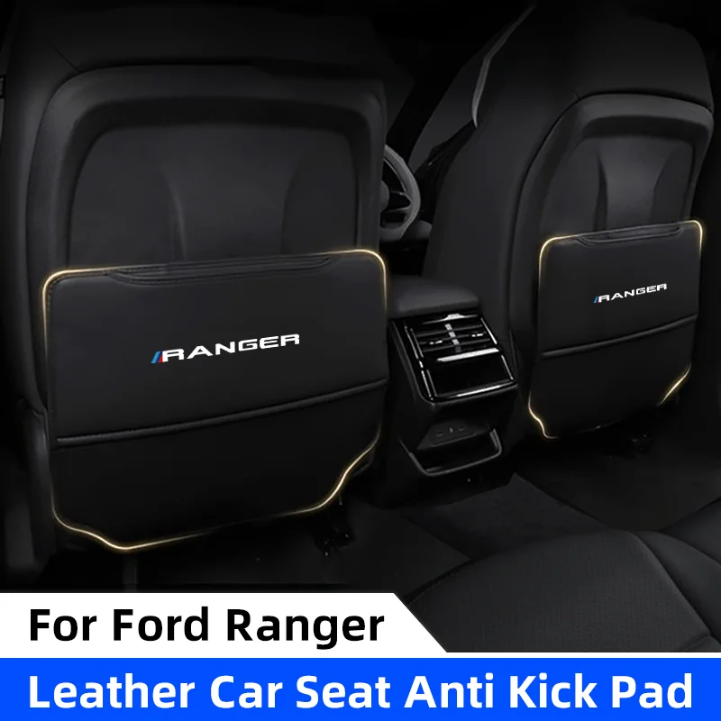Car Seat Anti Kick Pad For Ford Ranger T9 Raport Leather Auto Seat Back Protector Pad for Kids Anti Scratch Backseat Organizer