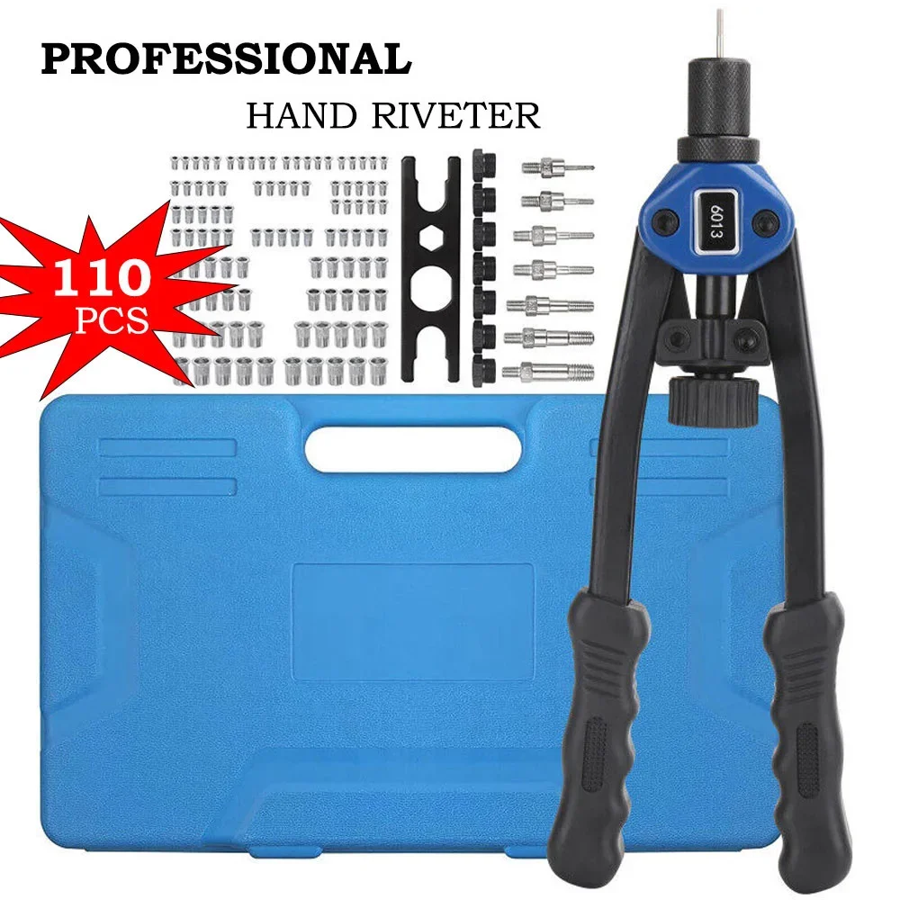 110pcs Hand Riveter Nut Guns Set M3 M4 M5 M6 M8 M10 M12 Hand Blind Rivet Tool