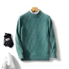 New Men's O-neck Diagonal Stripe Pullover 100% Pure Cashmere Wool Soft Sweater Autumn Winter Casual Thick Basis Large Size Top 1