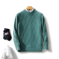 New Men's O-neck Diagonal Stripe Pullover 100% Pure Cashmere Wool Soft Sweater Autumn Winter Casual Thick Basis Large Size Top 1