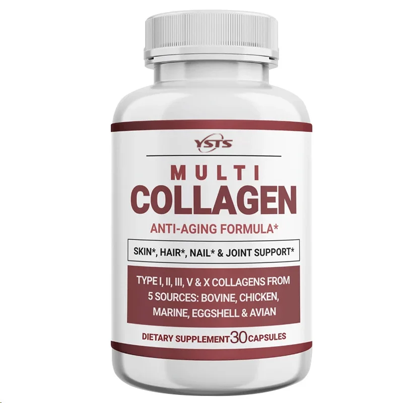 マルチコラーゲンペプチドパウダー（コラーゲンタイプI、II、III、V、X配合）、髪、爪、関節のサポート、アンチエイジング