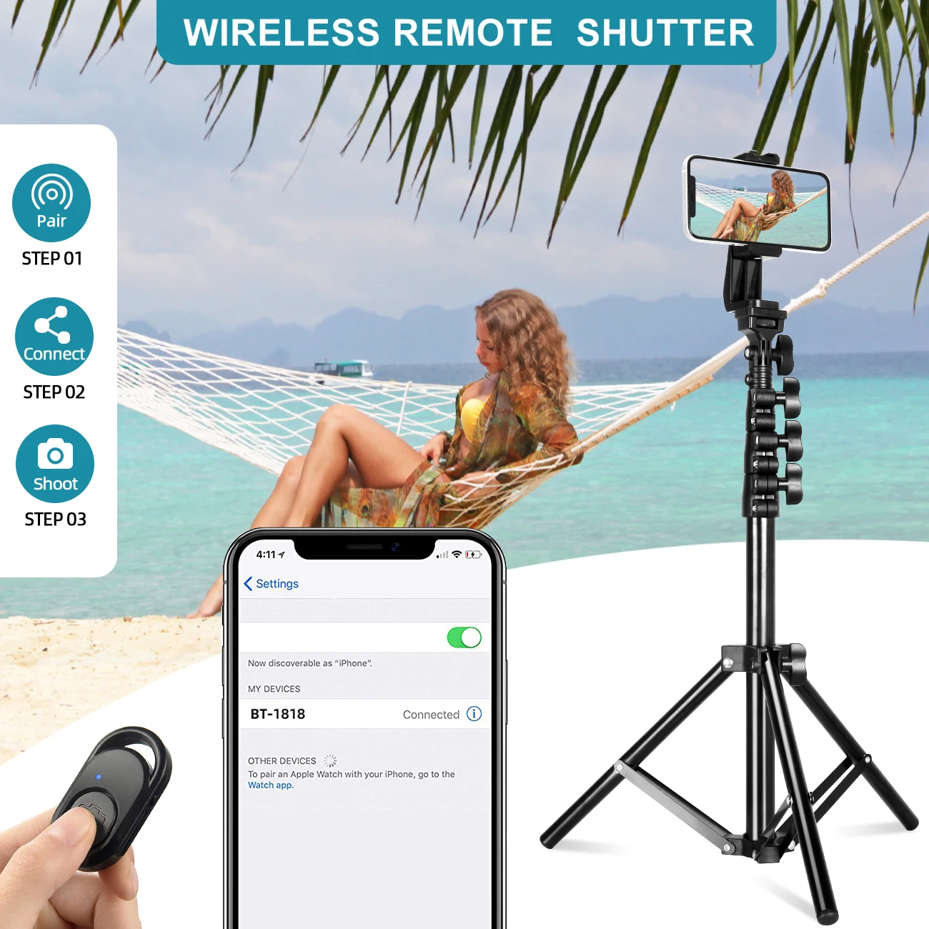 Selfie Stick Tripod Mobile Phone Stand with Bluetooth Remote 1/4 Screw for iPhone iPad Tablet Camera Ring Lamp