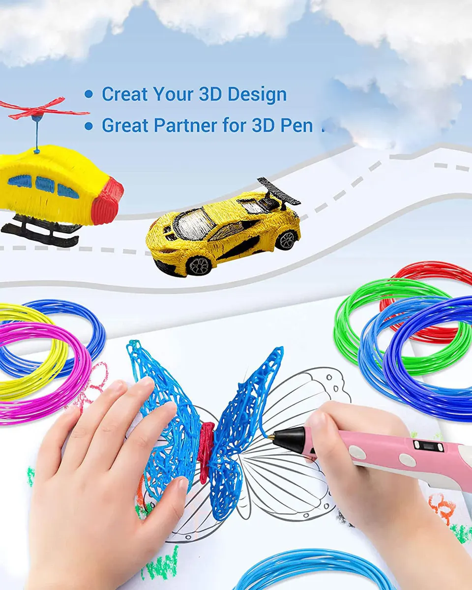 Colored PLA Filament for 3D Pen Printing 36M 50M 100M 150M 200M Smoke-free Safe Plastic Refill for 3D Children's Printing Pens — view 3
