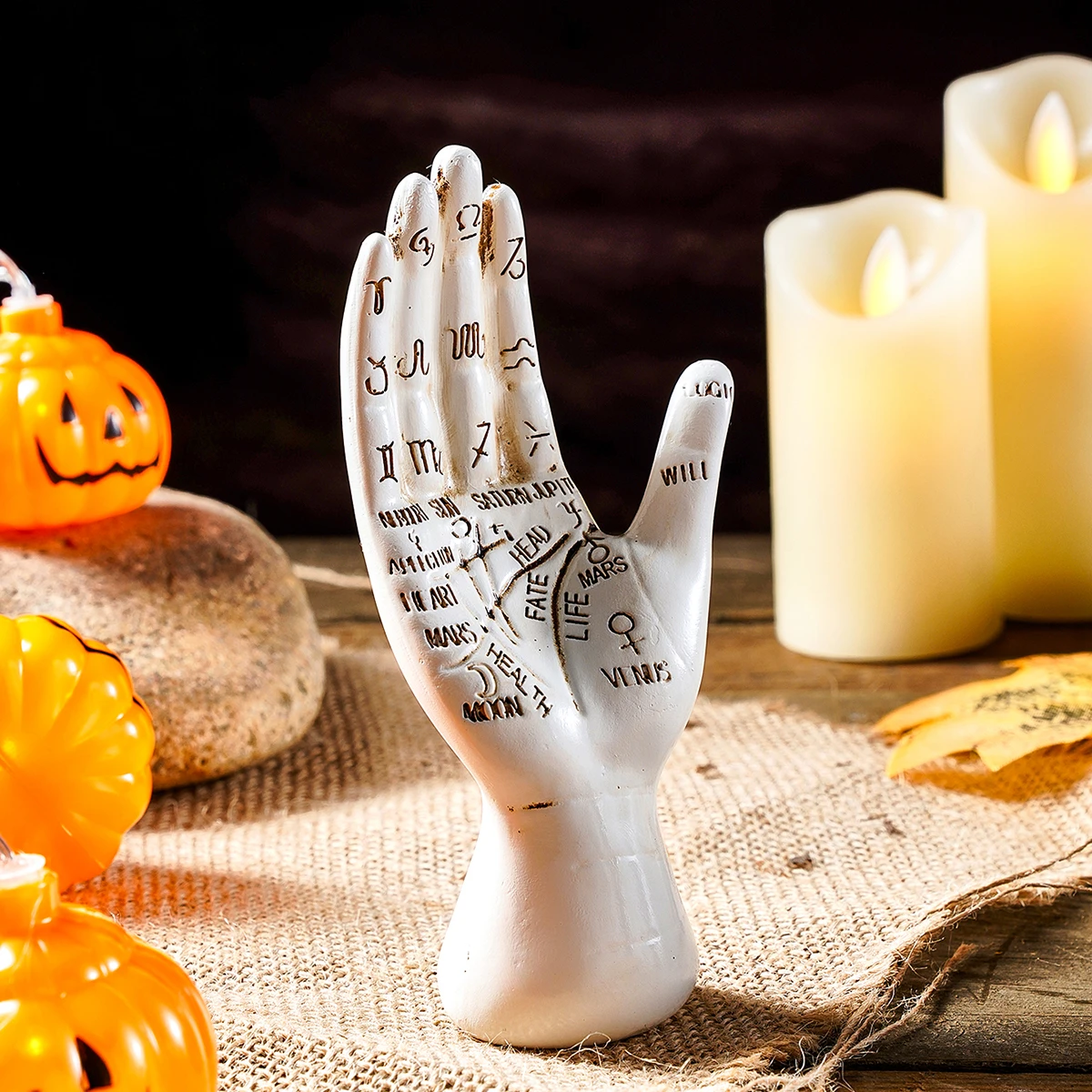 1PC, Halloween decoration, resin material letter palm-shaped decorative item