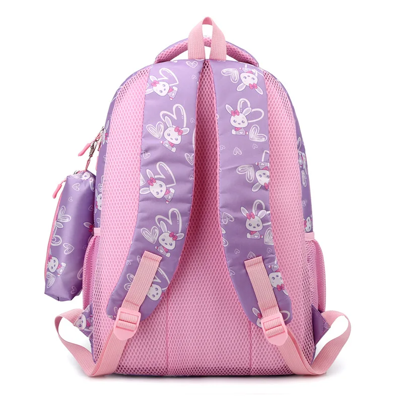 Girls School Bag Children's Kawaii Oxford Cloth Two-piece Pen Bag Cartoon Zipper Book Backpack Thin Light Fashion Shoulder Bag