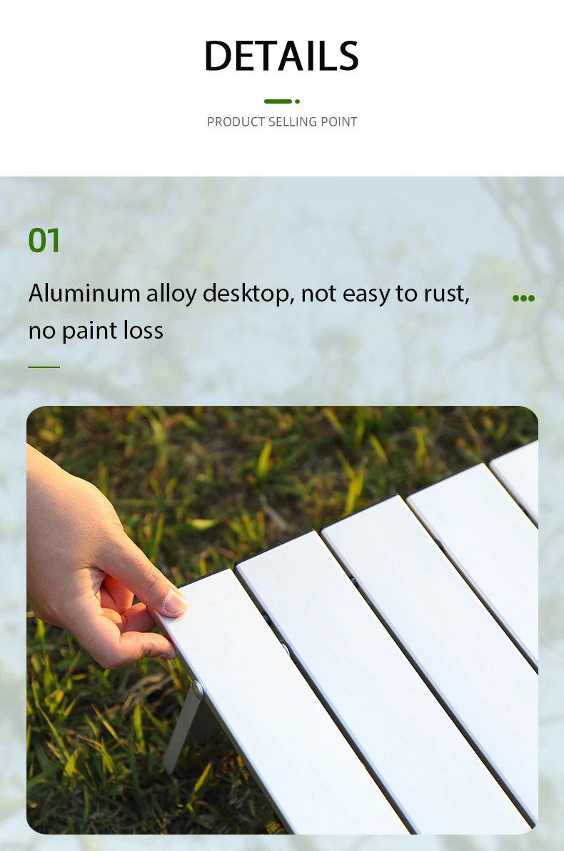 Description Picture 3 of itemWESTTUNE Mini Camping Table Ultralight Portable Aluminum Alloy Outdoor Table Roll-Up Folding Table for Backpacking Picnic BBQ