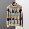 New Men 100% Pure Cashmere Wool Soft Sweater O-neck Twisted Contrasting Pullover Autumn Winter Casual Thick Basis Large Size Top 1