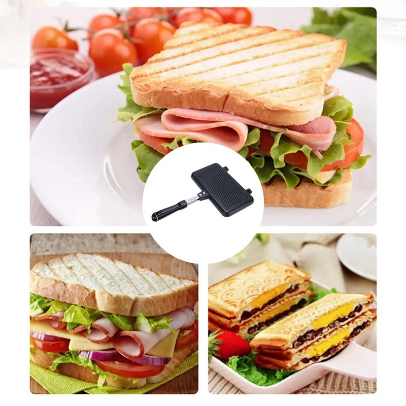 Gas Non-Stick Sandwich Maker Sandwich Maker Aluminium Alloy Mould Grill Frying Pan 4