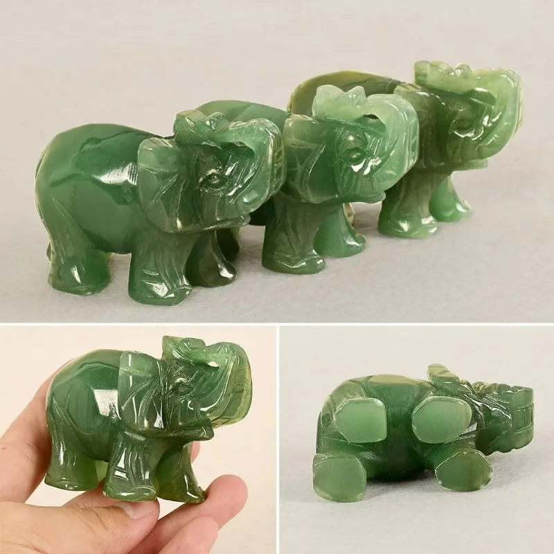 タイ　ゾウ　ペア　置物　翡翠色　風水　縁起物　緑色　グリーン ThaiMono / タイ象 ヒスイ 人気土産 おしゃれ アジア風