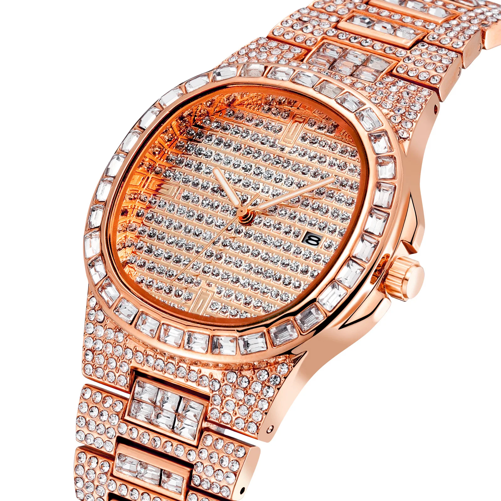 Hip Hop Iced Out Watches men Luxury Date Quartz Wrist Watches with Micropave CZ Watch for Women Men Jewelry Gold Watch Fashion